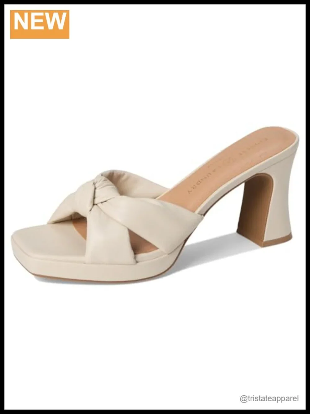Platform Sandal Block Heel Square Toe Faux Leather Knotted Slingback